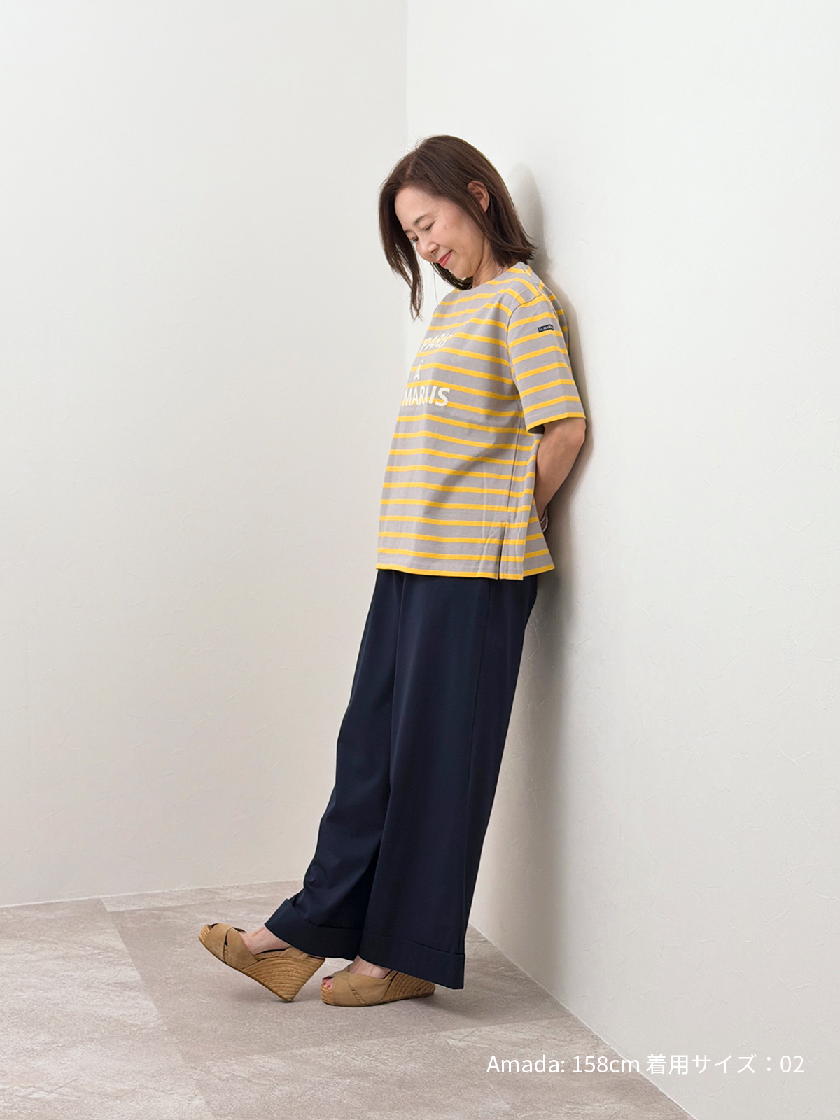 涼感コットンワイドパンツ　サステナブル