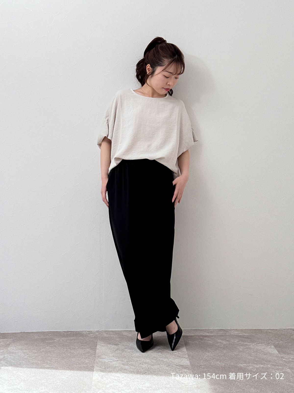 涼感コットンワイドパンツ　サステナブル