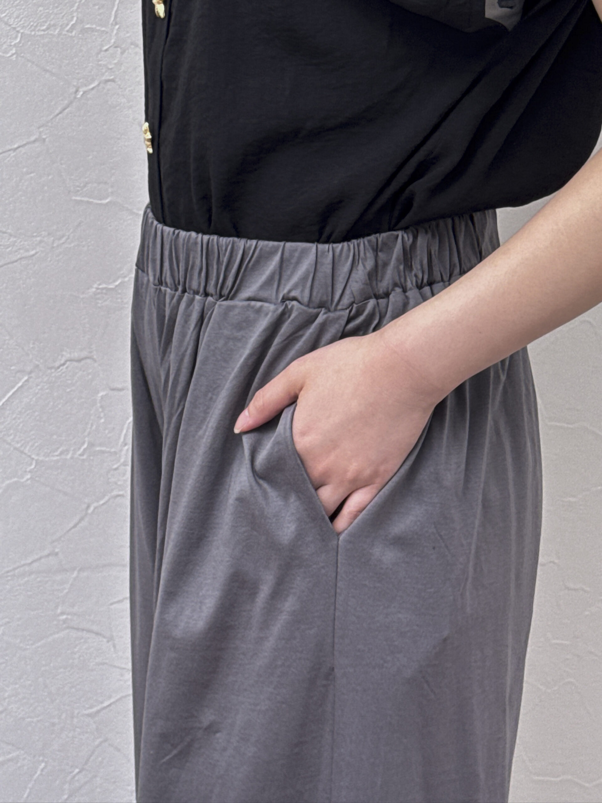 涼感コットンワイドパンツ　サステナブル