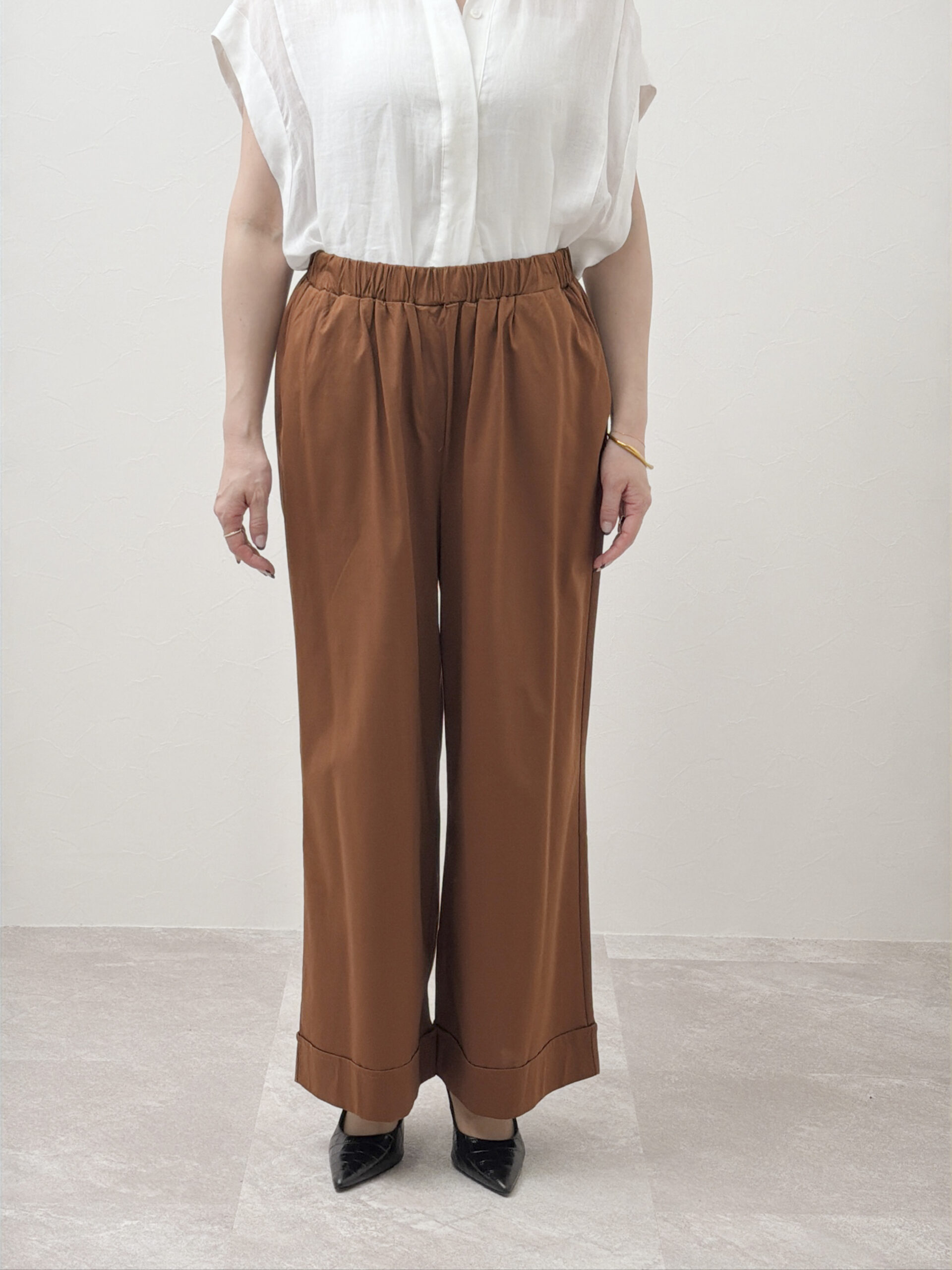 涼感コットンワイドパンツ　サステナブル