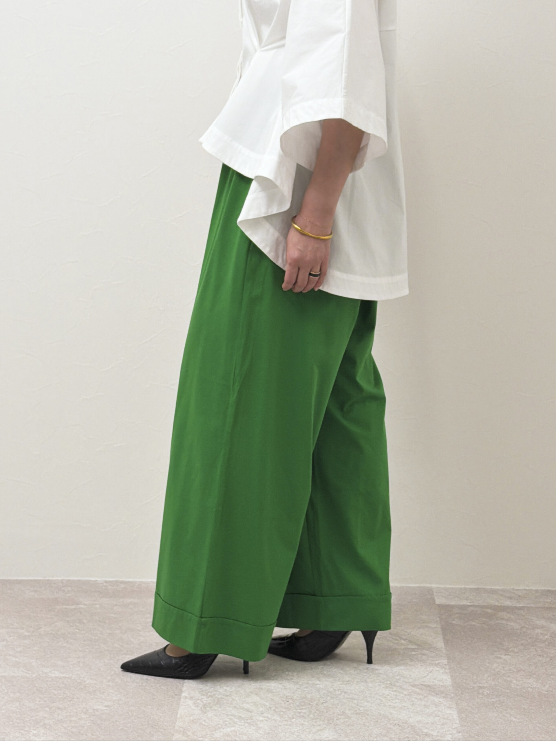 涼感コットンワイドパンツ　サステナブル