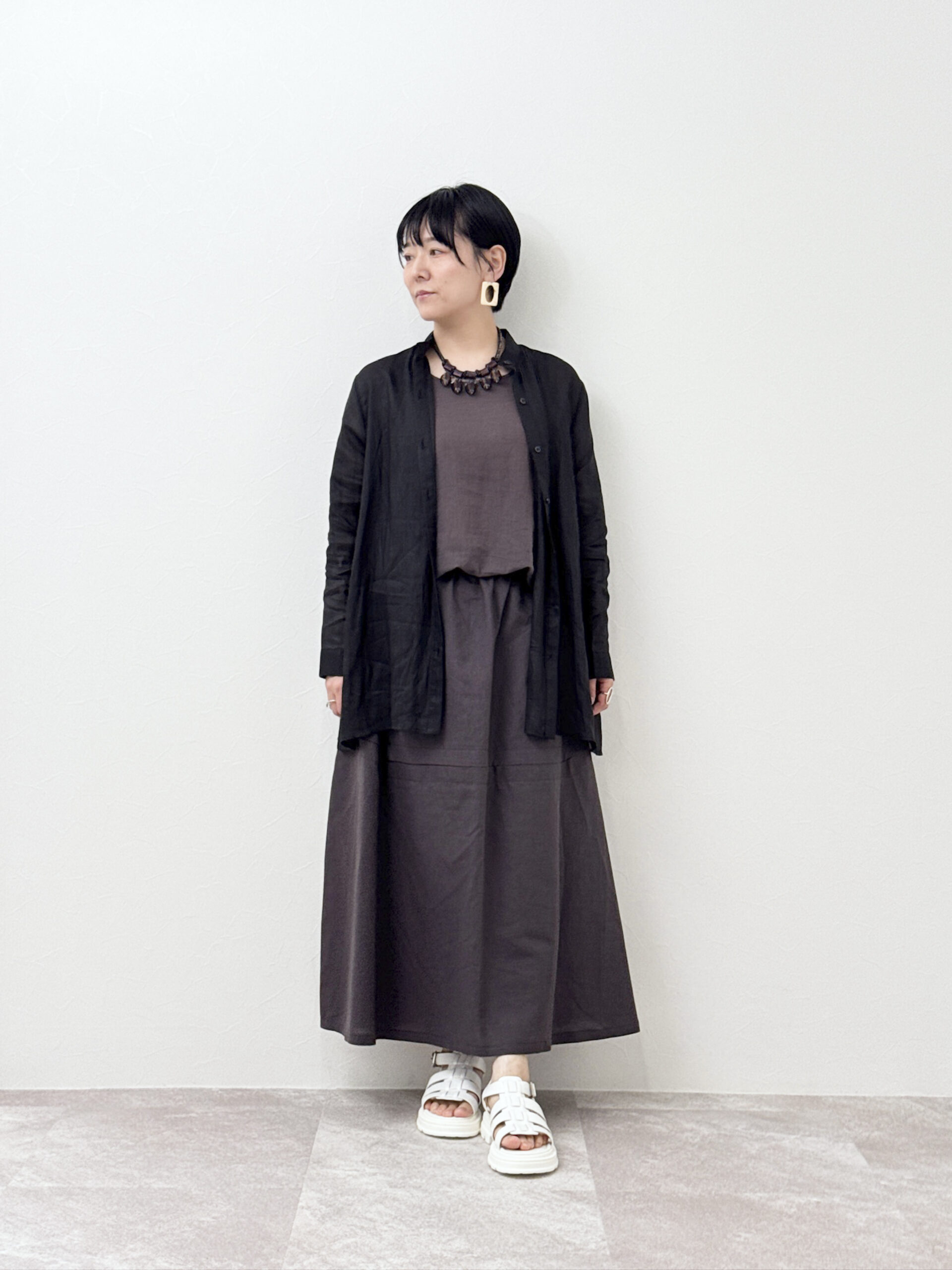 リネンシアー  スリットブラウス