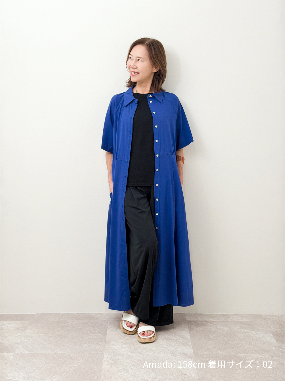 大人仕立てのコットンシャツワンピース