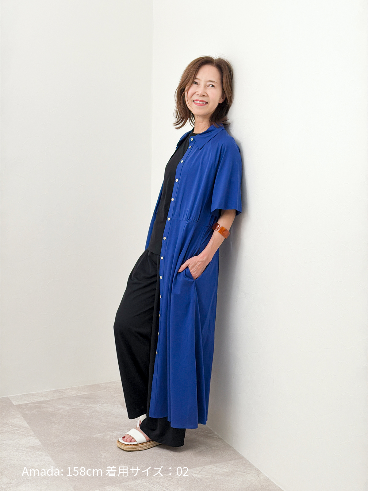 大人仕立てのコットンシャツワンピース