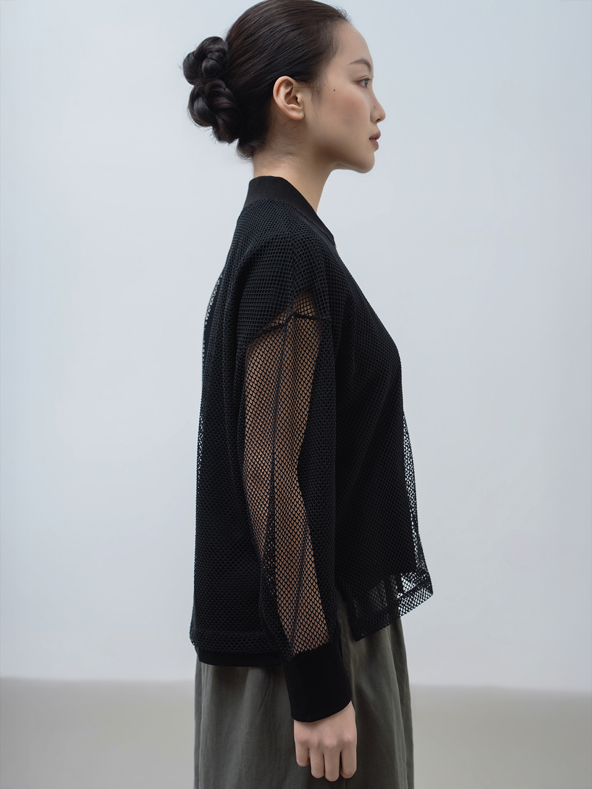 大人の透け感メッシュブルゾン