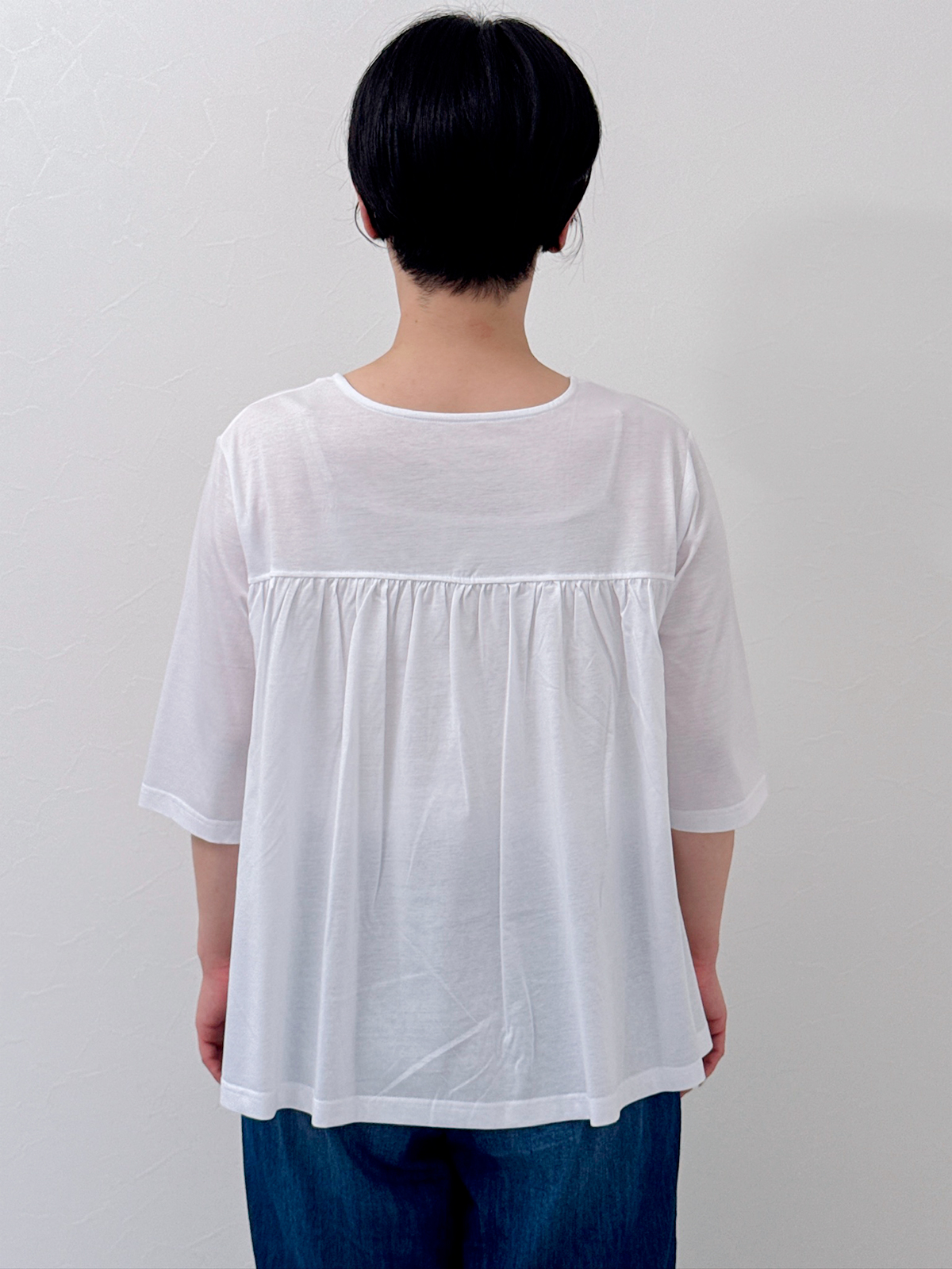 5分袖フレアTシャツ モノトーン