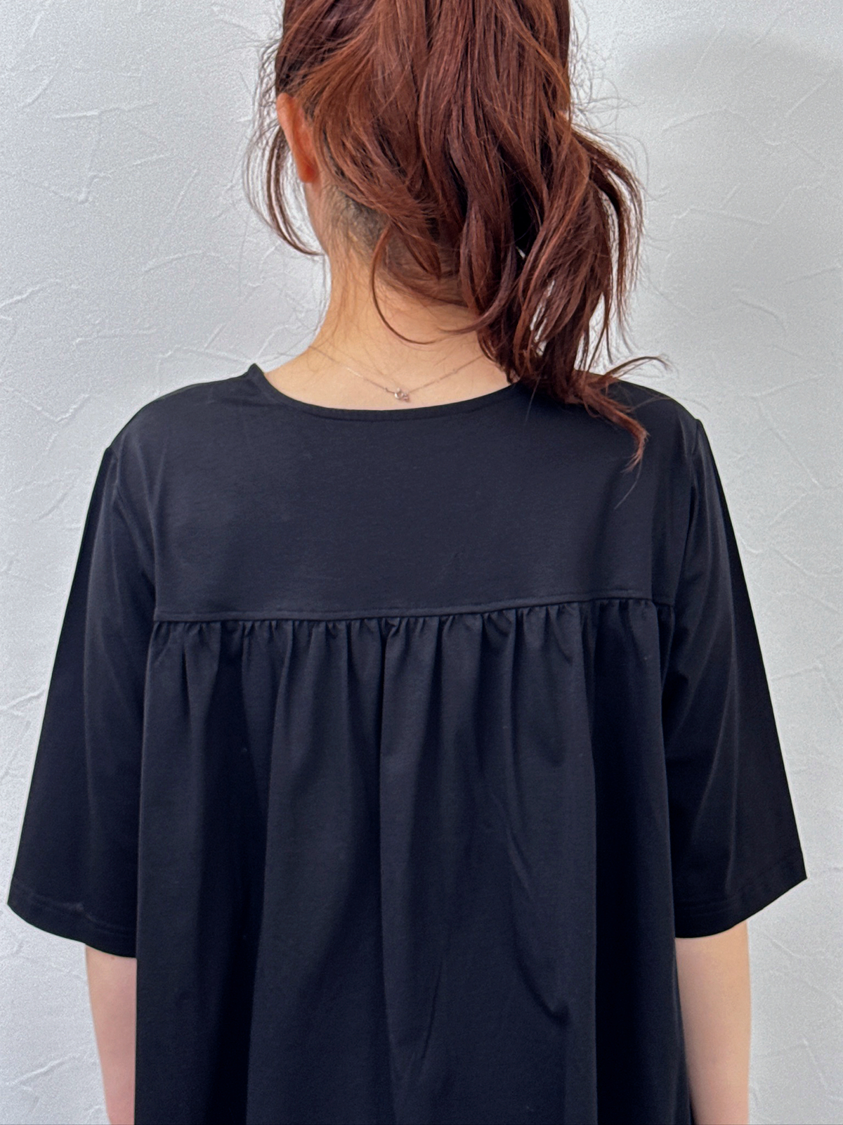 5分袖フレアTシャツ モノトーン