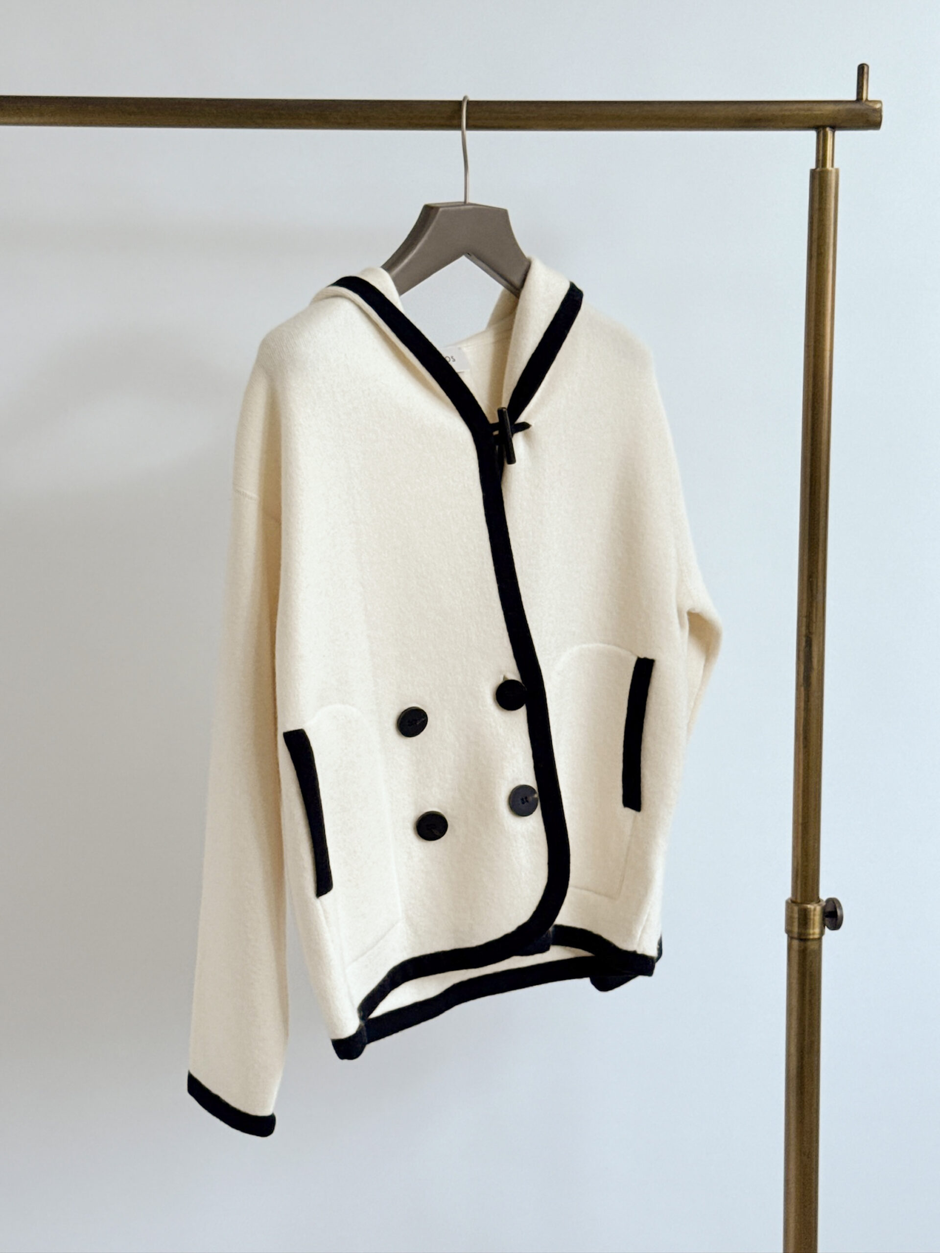 オルドス カシミヤ100 ダブルブレスト ニットフーディー
