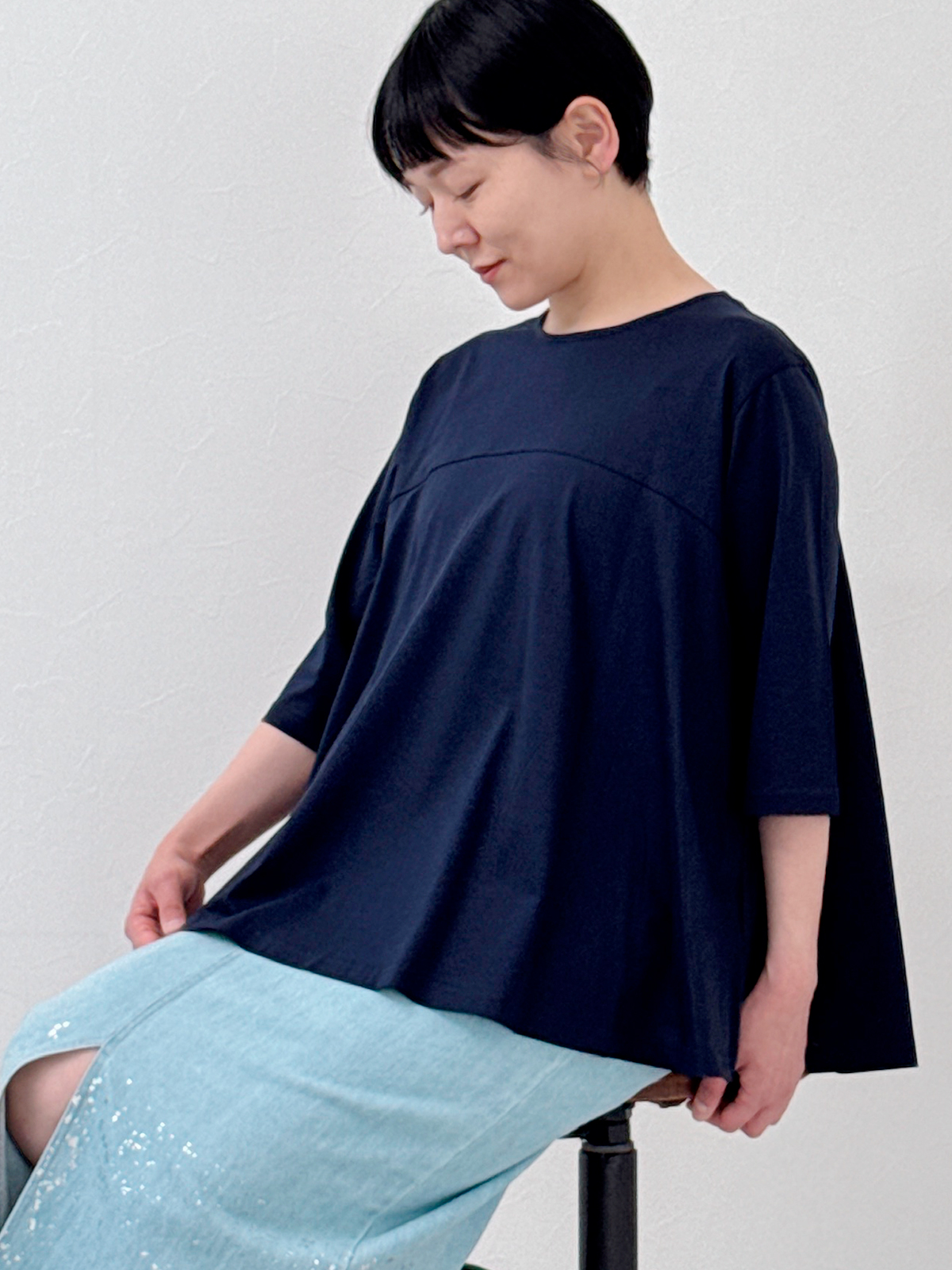 5分袖フレアTシャツ