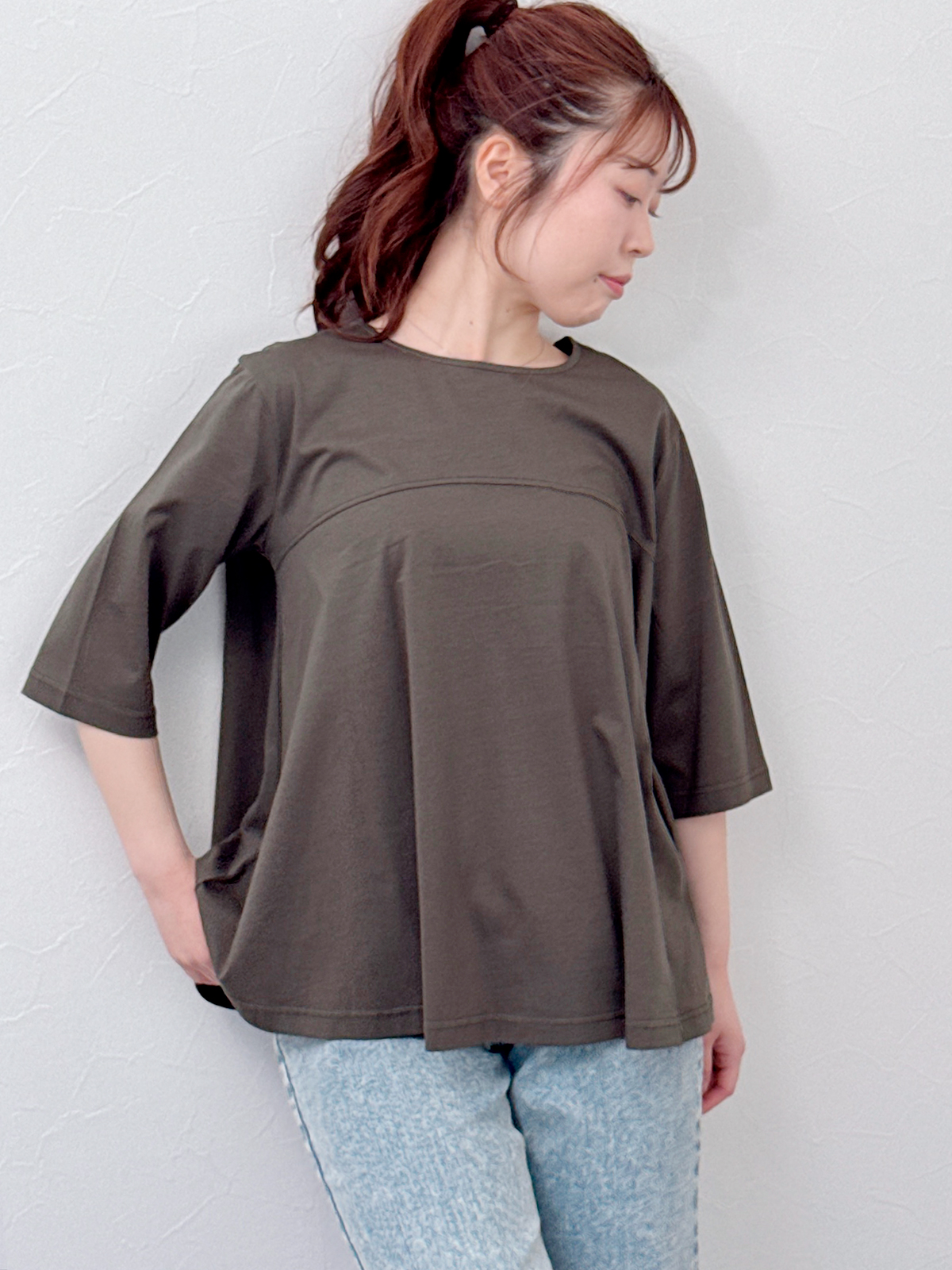 5分袖フレアTシャツ