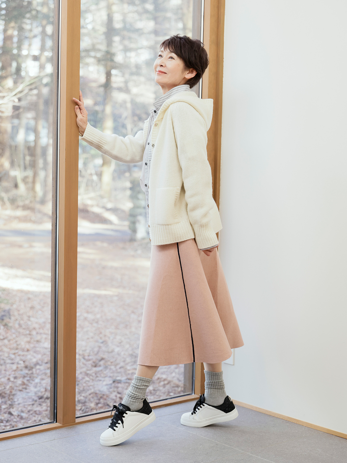 接結ダブルフェイス フレアスカート